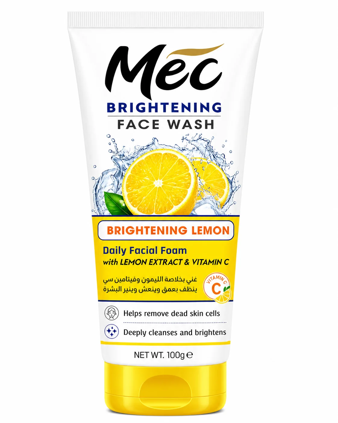 Mec Brightening Lemon Face Wash – Daily Facial Foam with Lemon Extract & Vitamin C (100g)