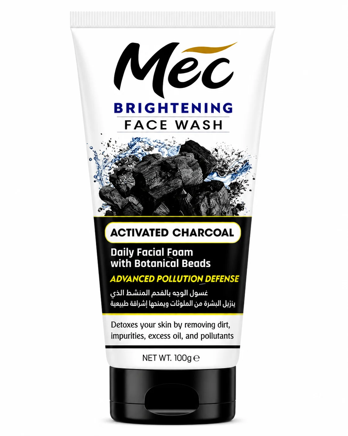 Mec Brightening Face Wash with Activated Charcoal – Deep Cleansing & Pollution Defense – 100g
