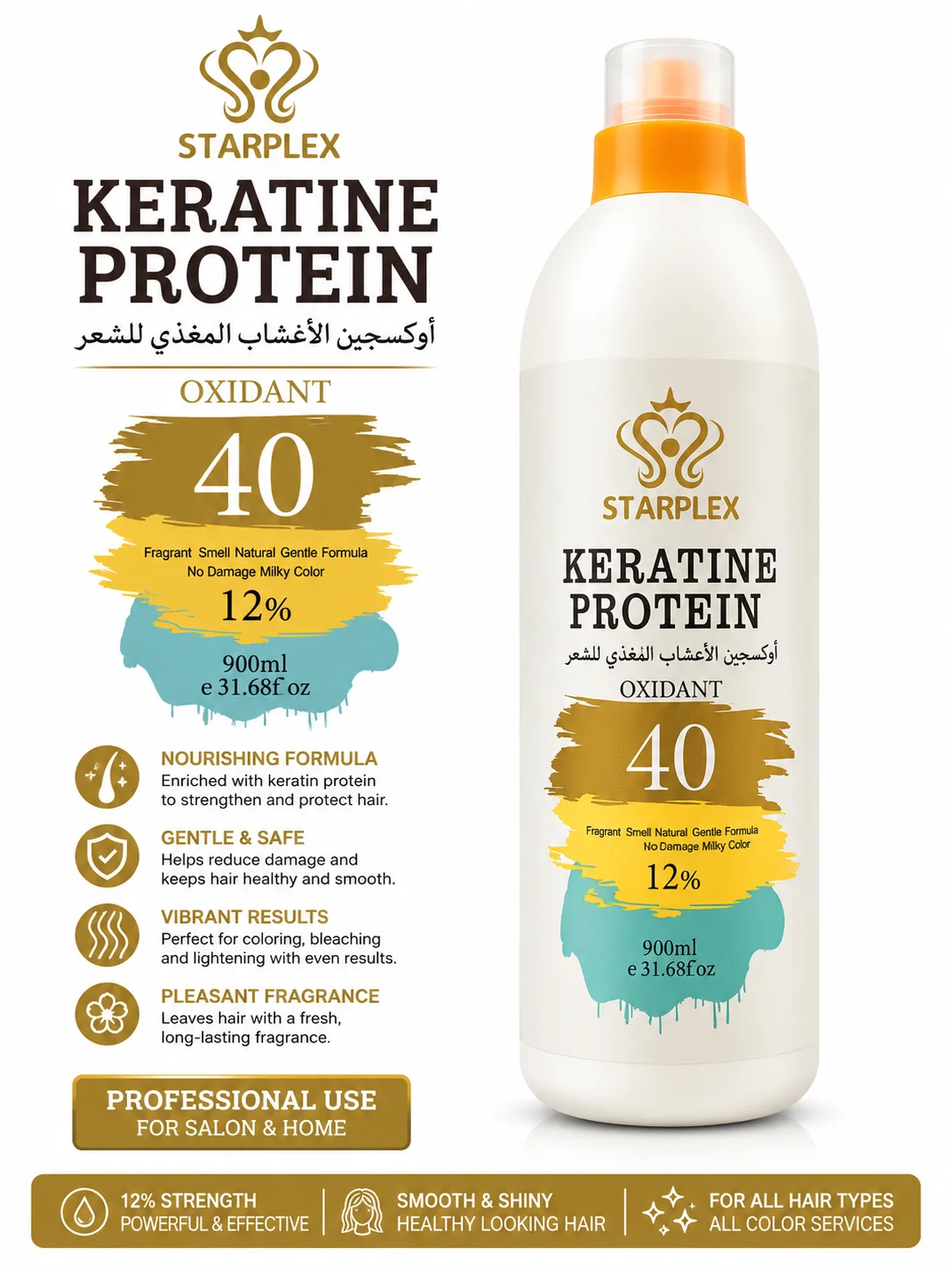 STARPLEX Keratine Protein Oxidant 40 Volume 12% – Professional Hair Developer 900ml