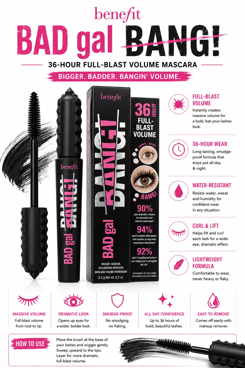 Benefit BADgal BANG! Mascara – 36 Hour Full-Blast Volume