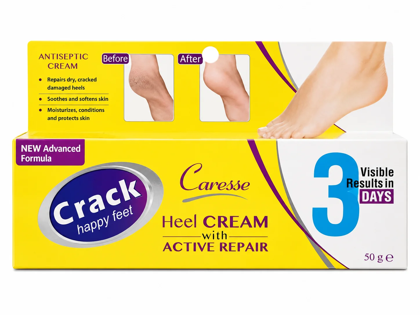 Caresse Crack Happy Feet Heel Cream With Active Repair – 50g