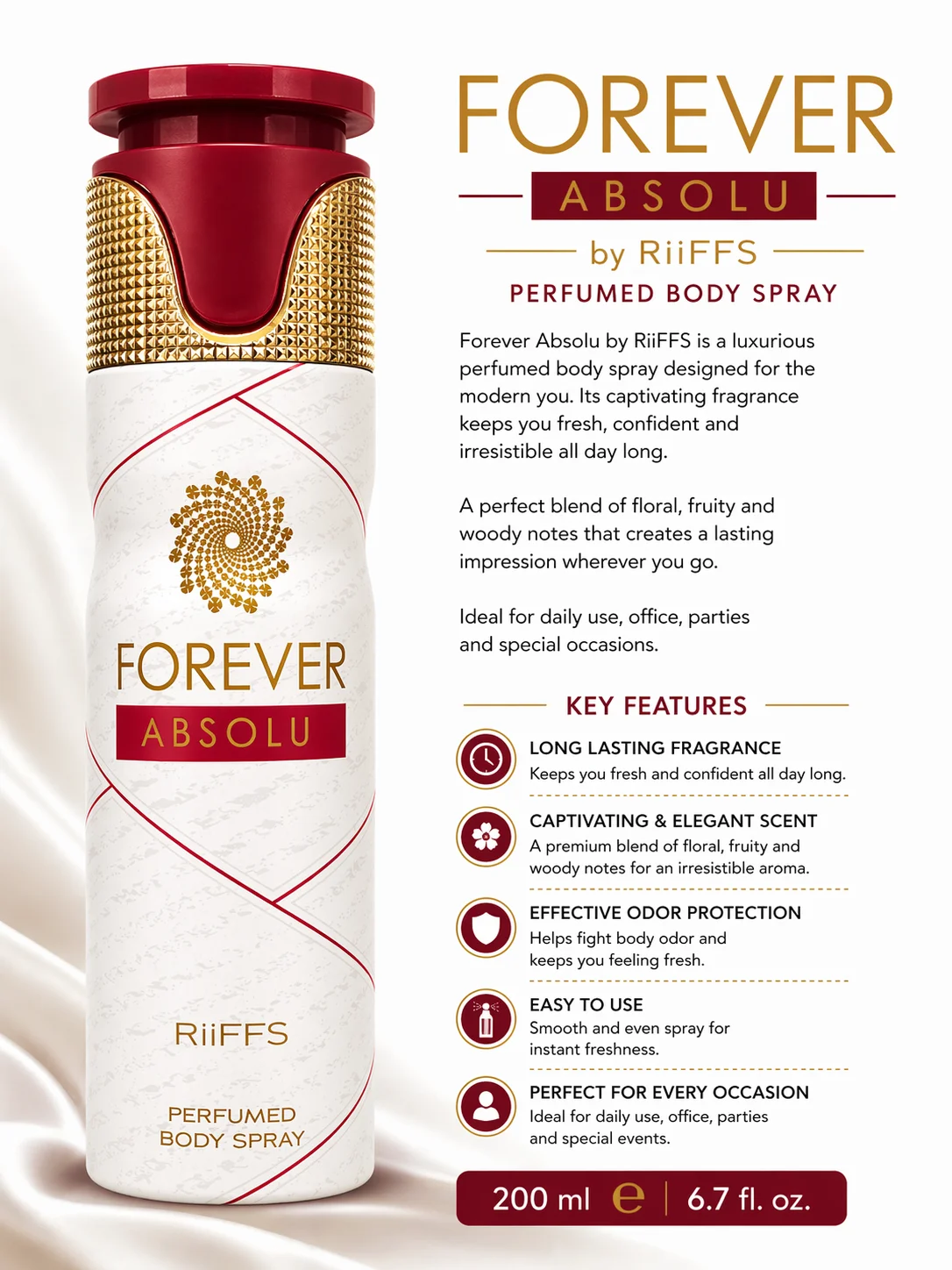RiiFFS Forever Absolu Perfumed Body Spray – Premium Long Lasting Fragrance