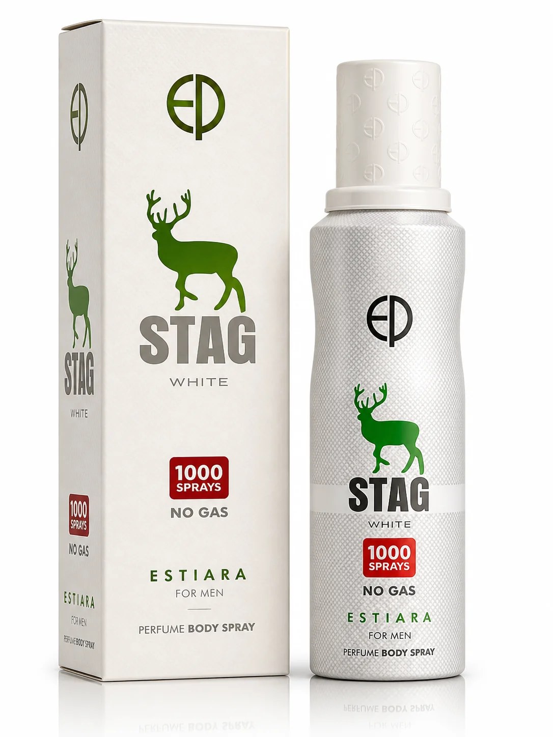 Stag White by Estiara – Long-Lasting Perfume Body Spray for Men (1000 Sprays)