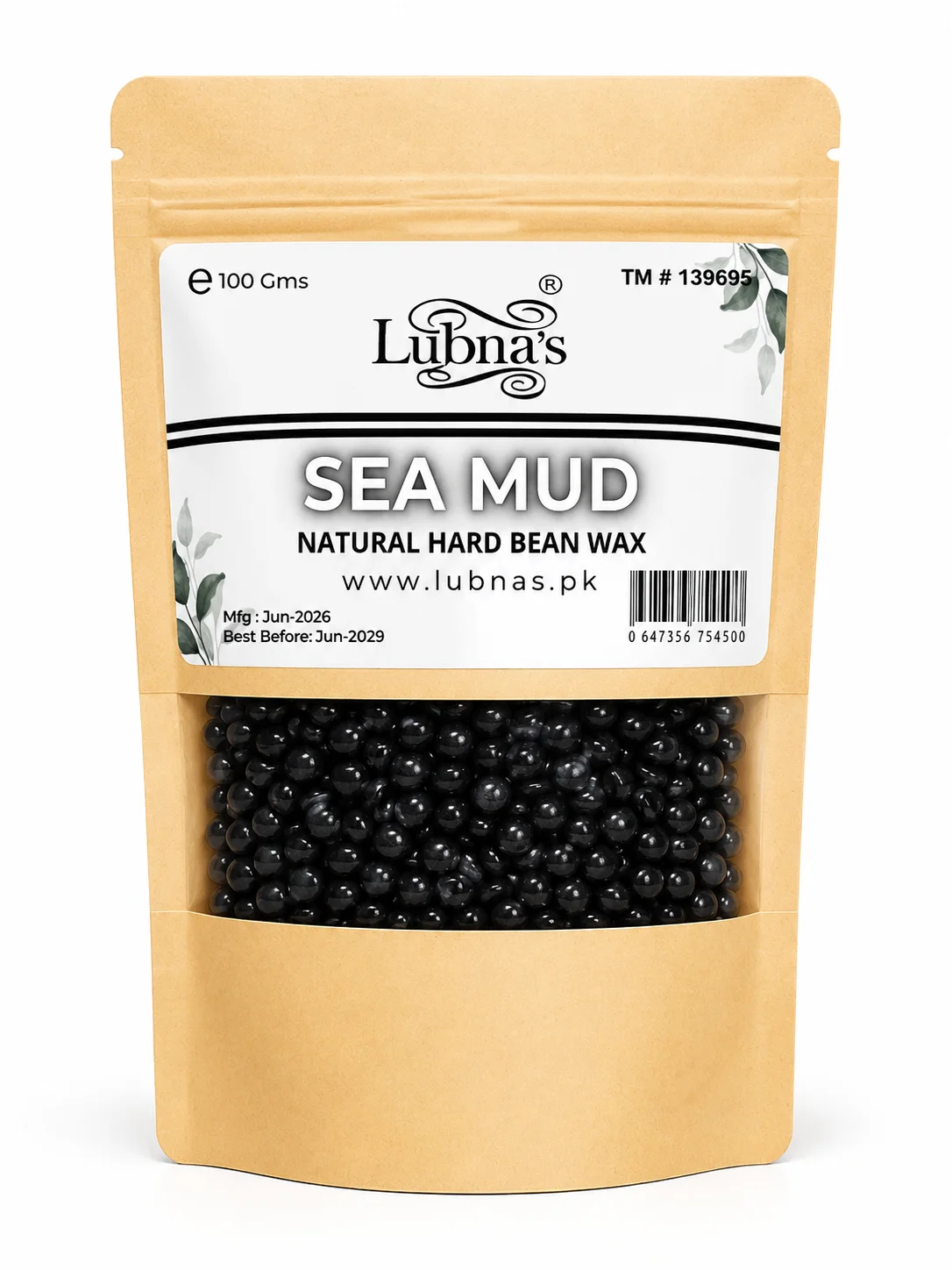 Lubna's Sea Mud Natural Hard Bean Wax Beads – 100g