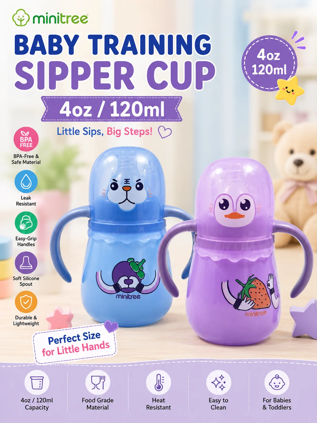Minitree Baby Training Sipper Cup – 4oz (120ml)
