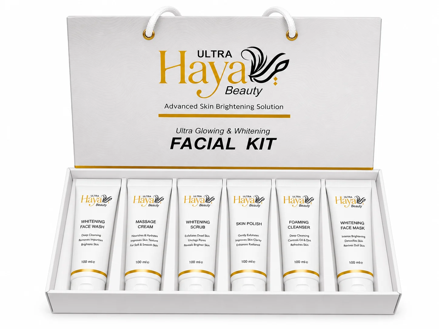 Ultra Haya Beauty Whitening Facial Kit – Complete 6-Step Skin Care Set