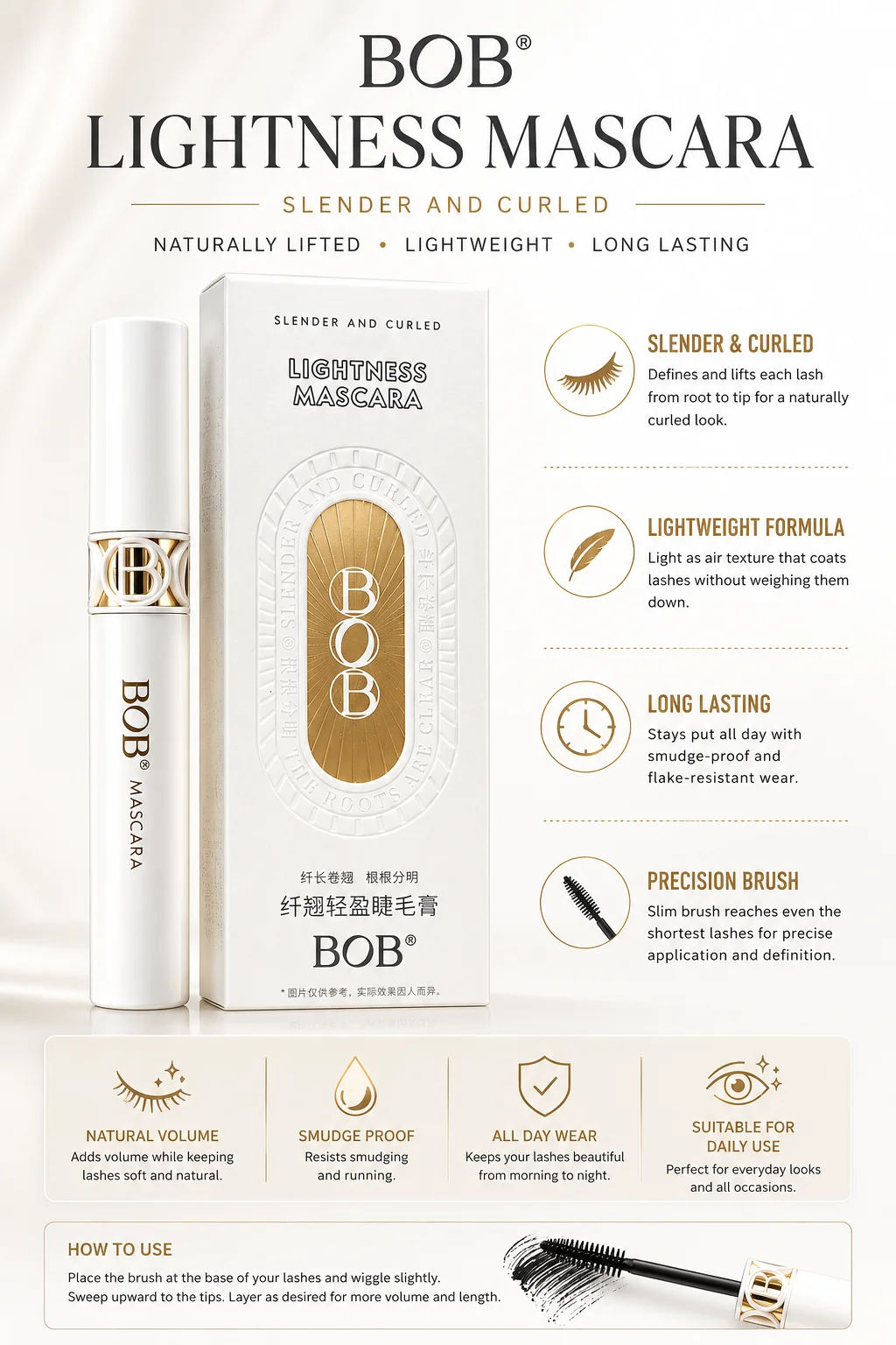 BOB Lightness Mascara – Slender & Curled Lash Effect