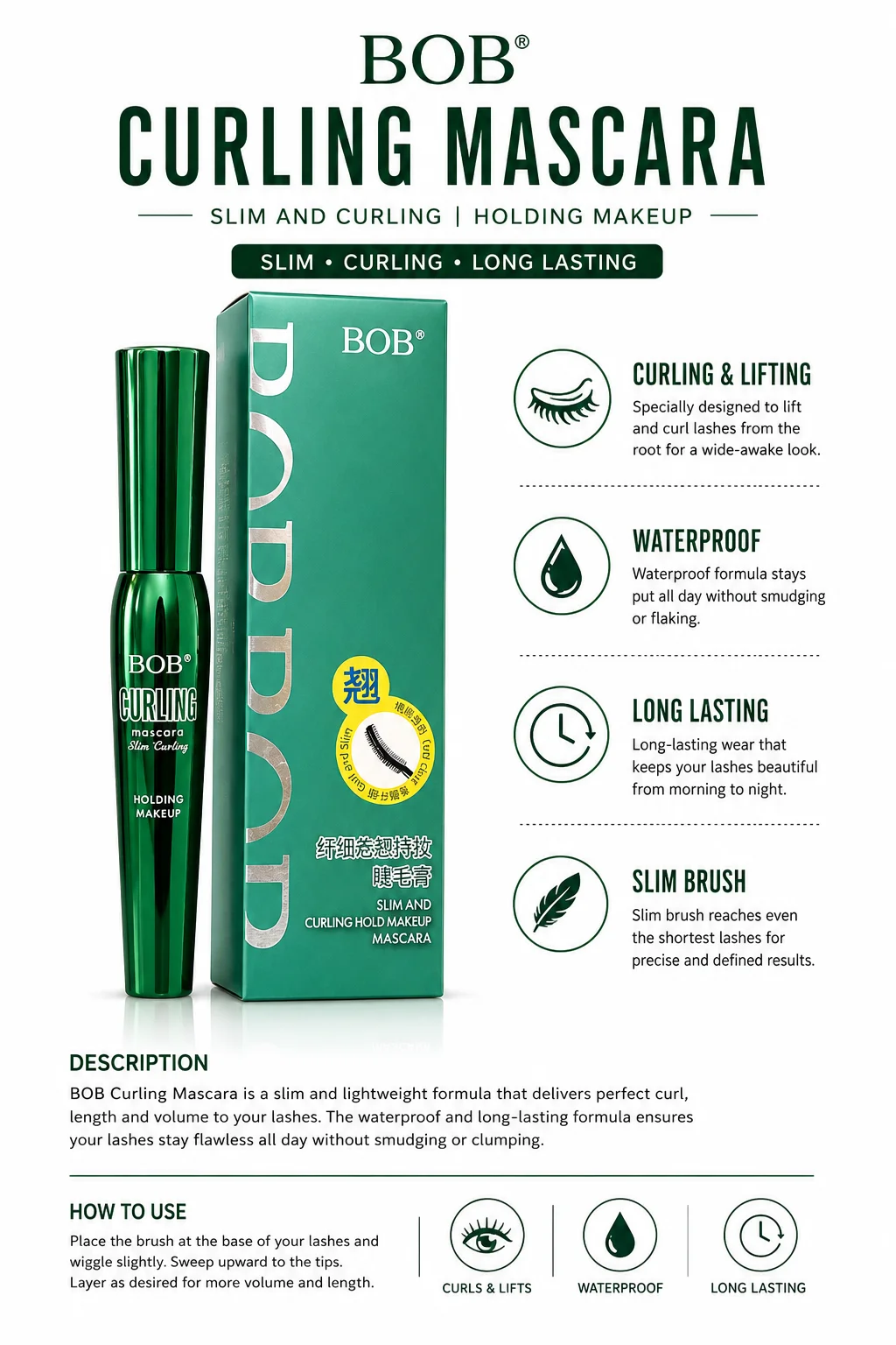BOB Curling Mascara – Slim Curling & Long Lasting