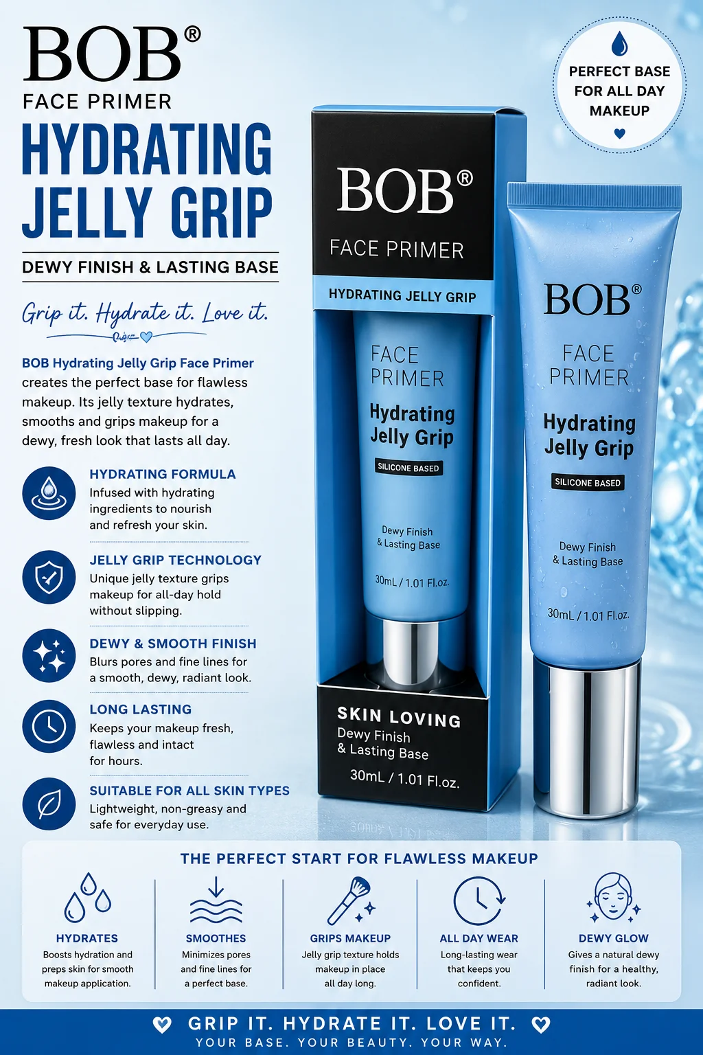 BOB Hydrating Jelly Grip Face Primer – Skin Loving Base