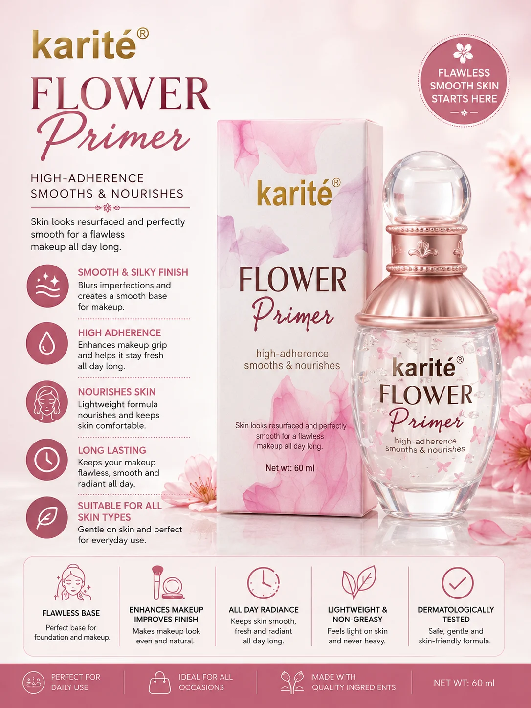 Karité Flower Primer – Smooth & Nourishing Makeup Base 60ml