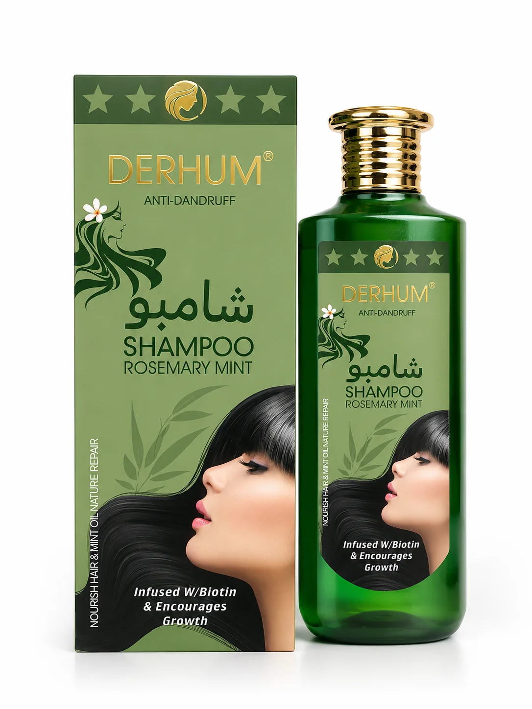 Derhum Anti-Dandruff Rosemary Mint Shampoo – Biotin Hair Growth Formula