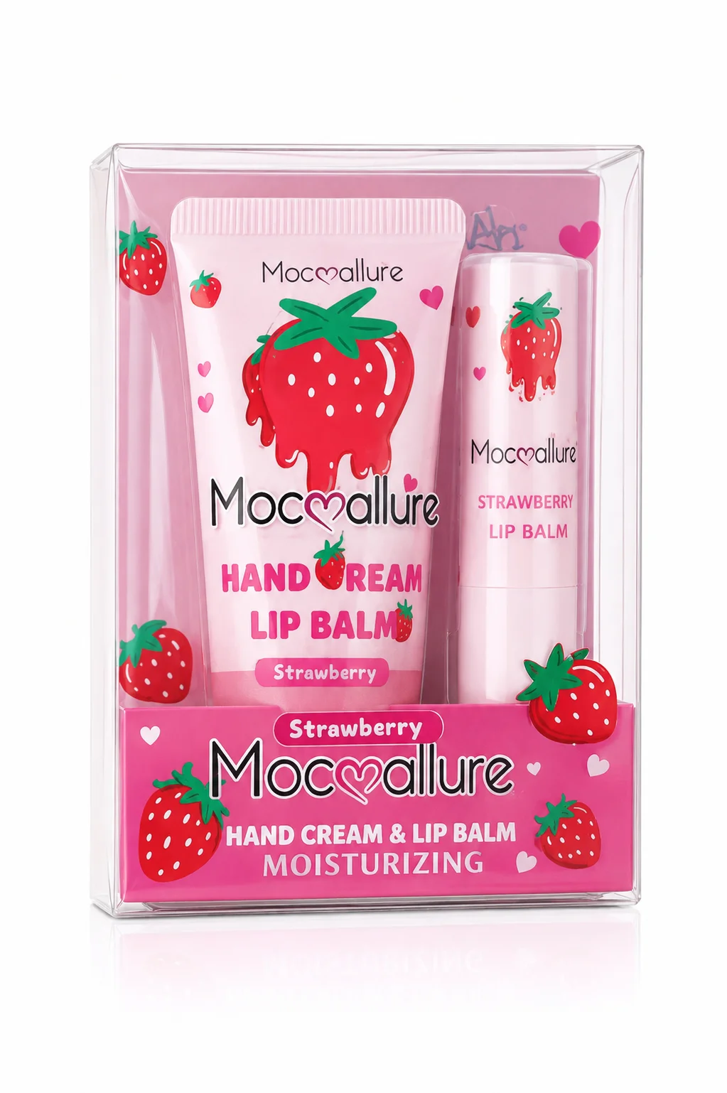 Mocallure Strawberry Hand Cream & Lip Balm Set – Moisturizing Care Duo