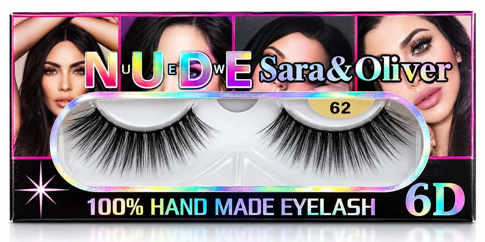 Sara & Oliver 6D Handmade False Eyelashes – Style 62 – 1 Pair