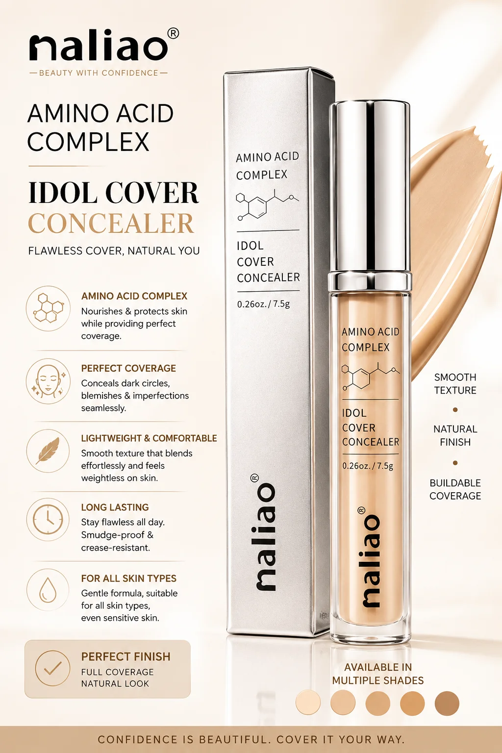 Maliao Amino Acid Complex Idol Cover Concealer – Flawless Cover, Natural You
