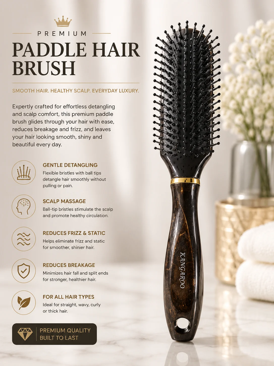 KANGAROO Premium Paddle Hair Brush 777BG