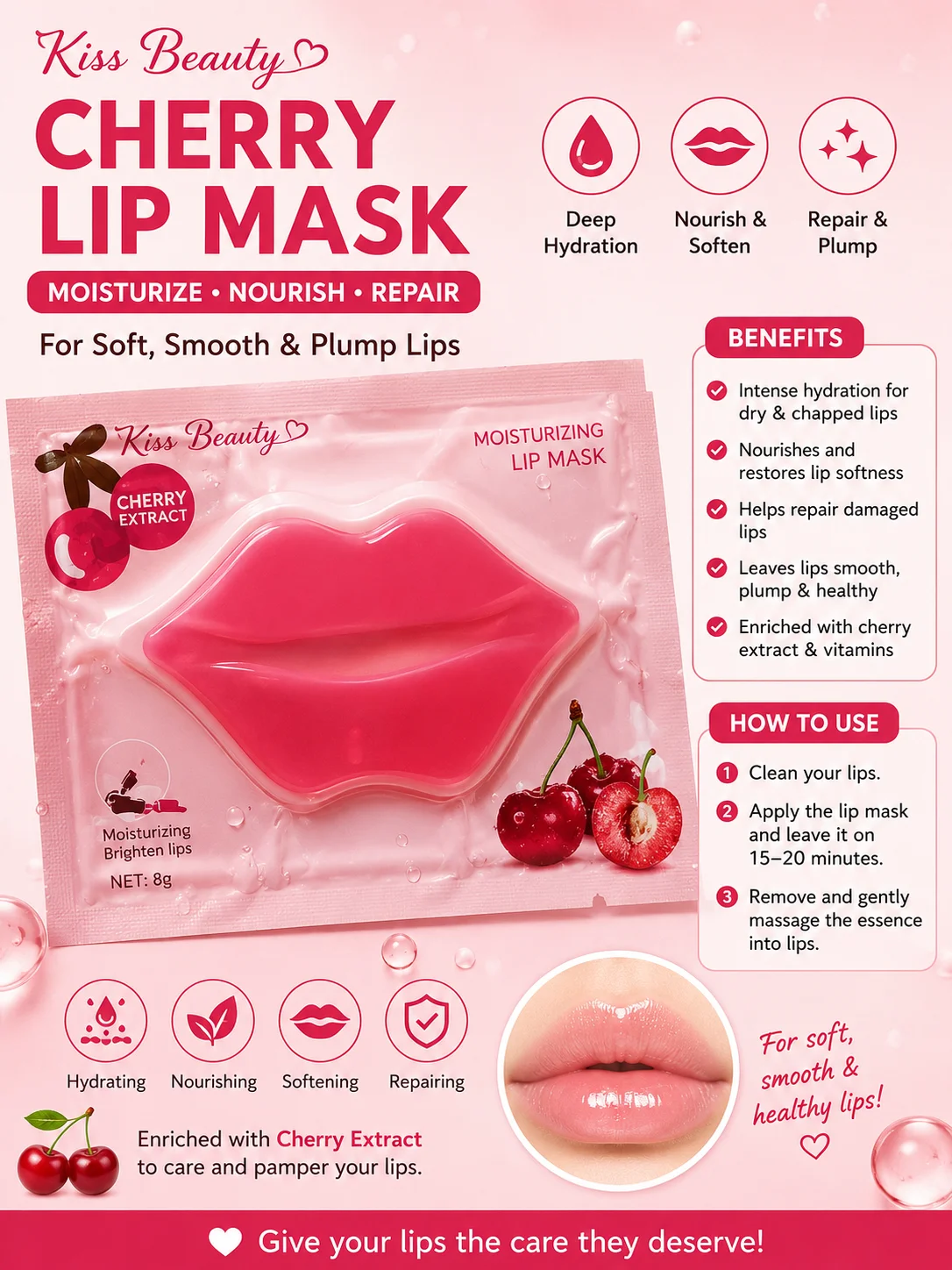 Kiss Beauty Cherry Lip Mask
