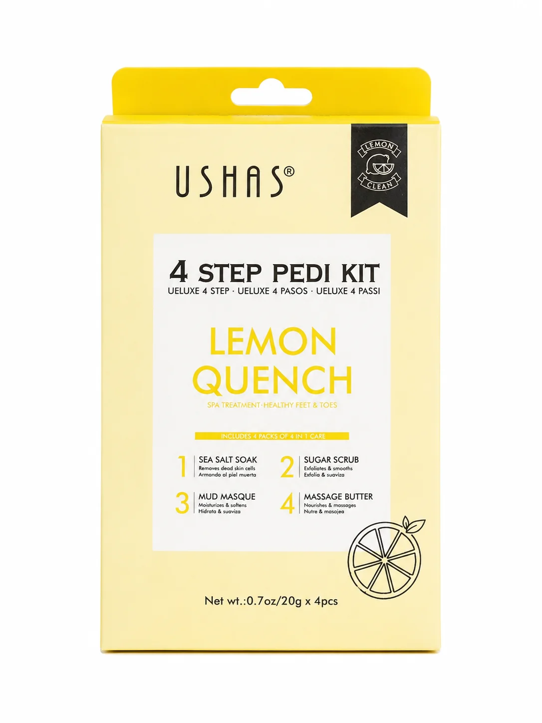USHAS 4 Step Pedi Kit – Lemon Quench Spa Treatment