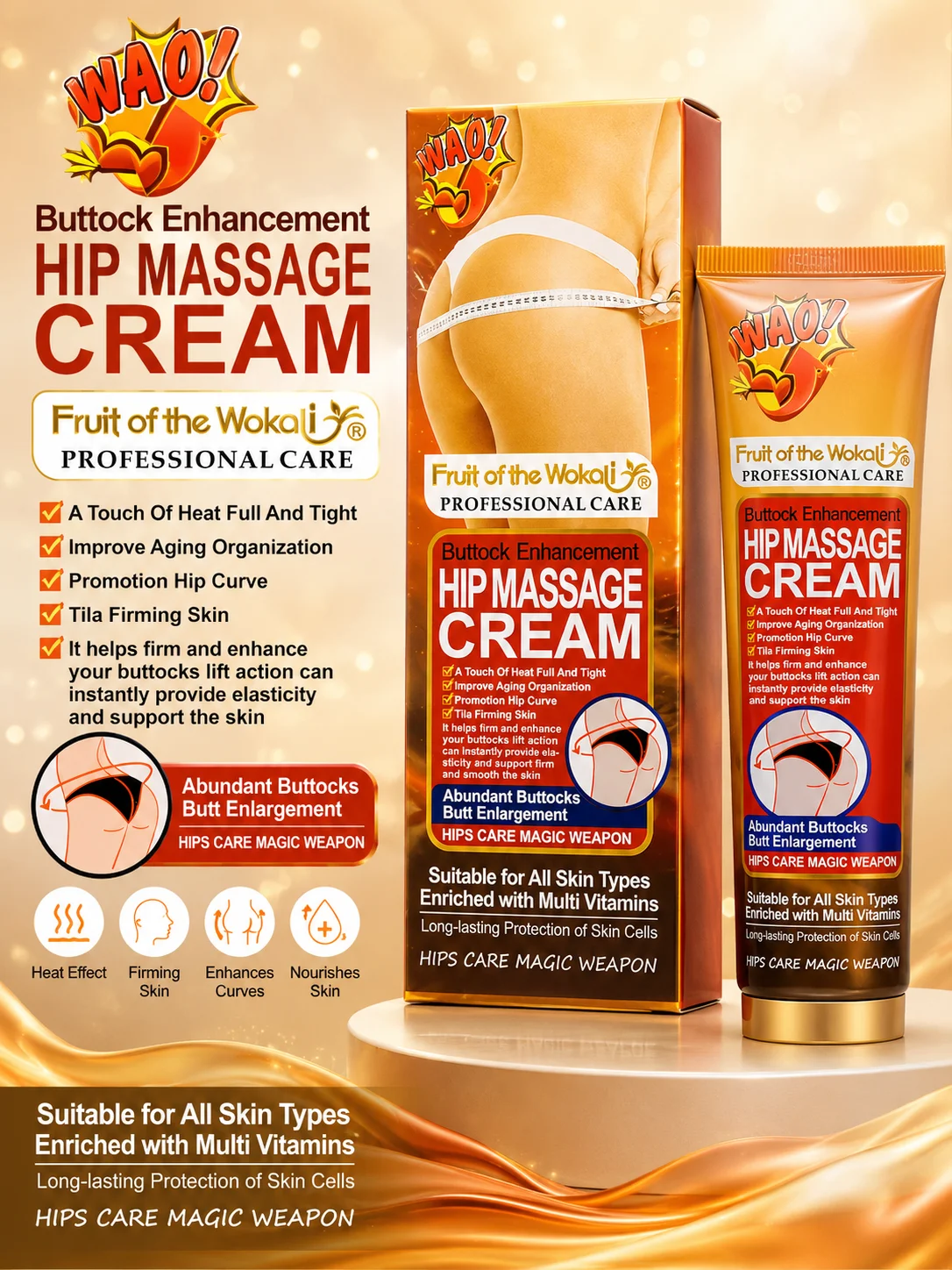 Fruit of the Wokali Professional Care Hip Massage Cream – Multi Vitamin Formula