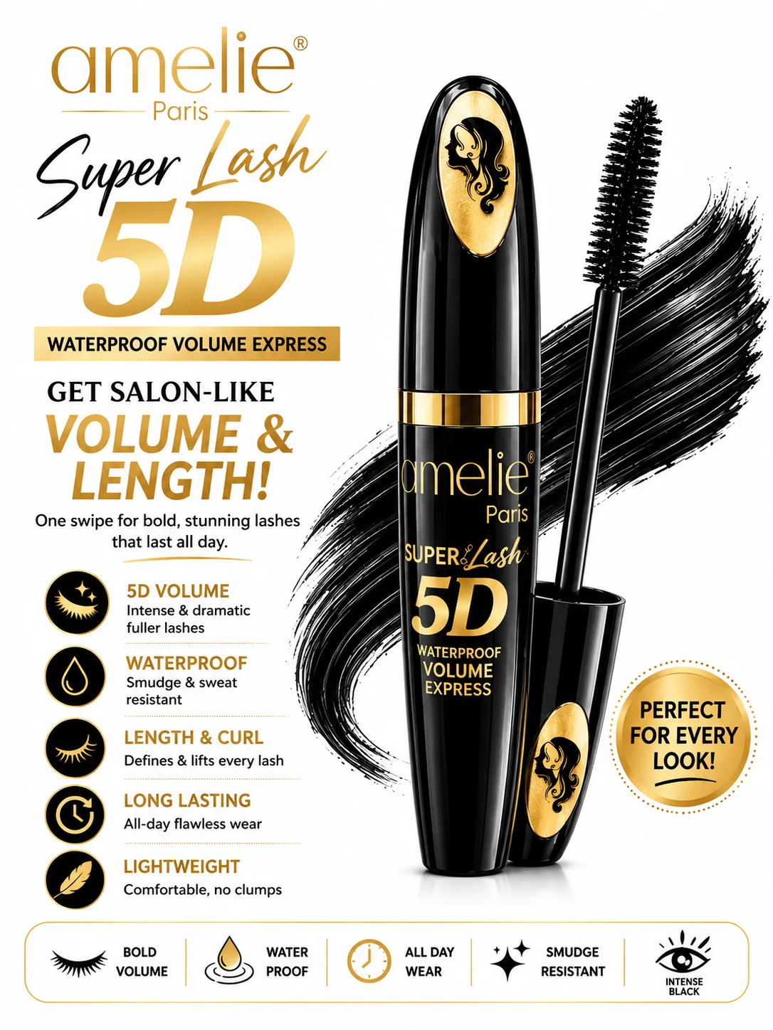 Emelie Paris Super Lash 5D Waterproof Volume Express Mascara