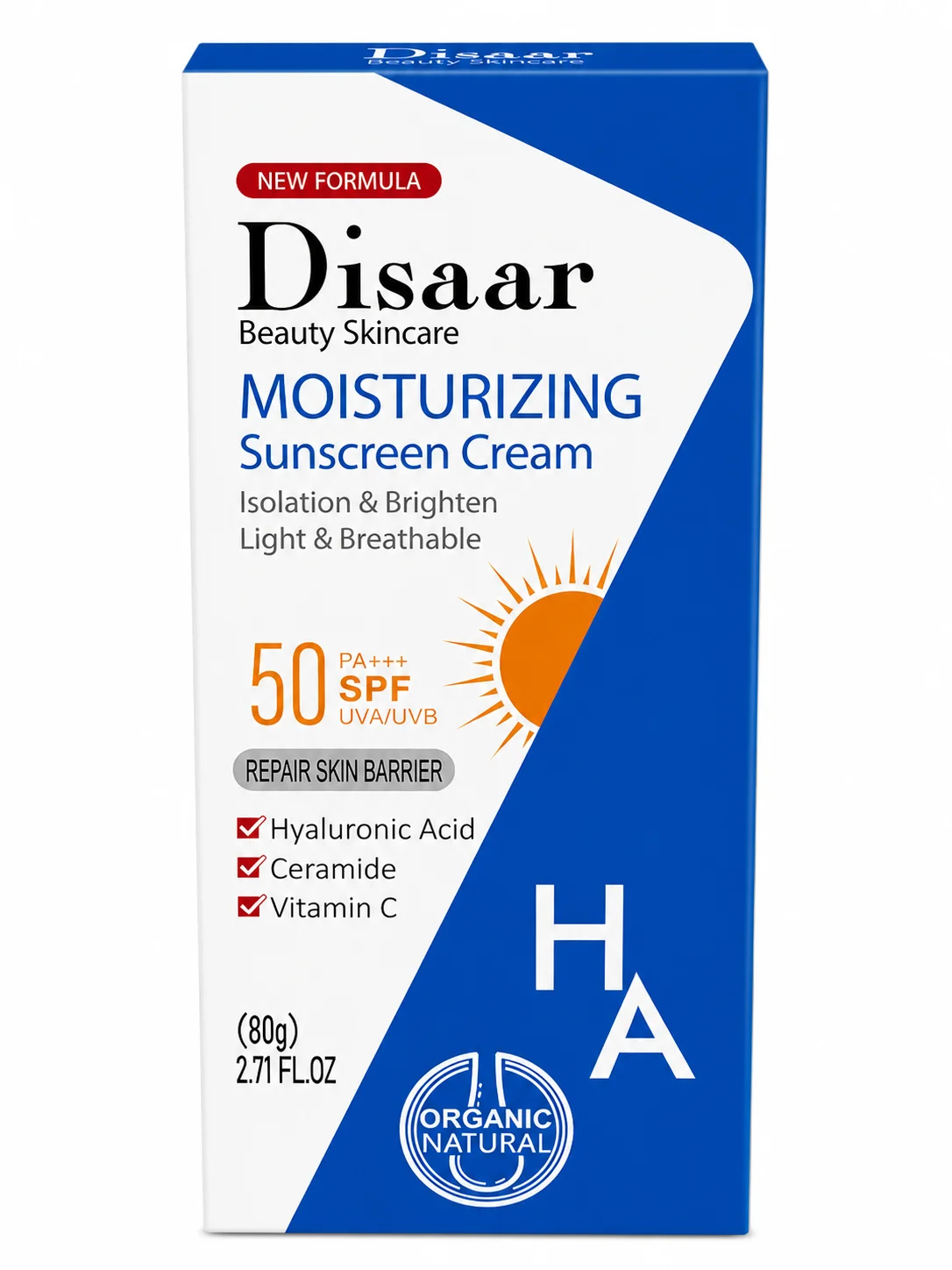 Disaar Moisturizing Sunscreen Cream SPF 50 PA+++(80g)