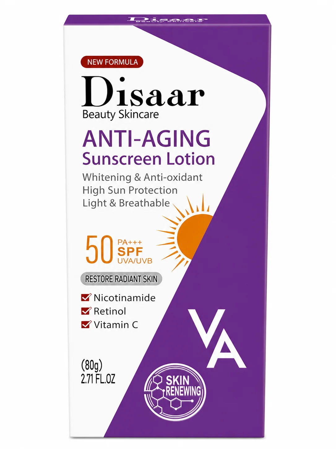Disaar Anti-Aging Sunscreen Lotion SPF 50 PA+++ (80g)