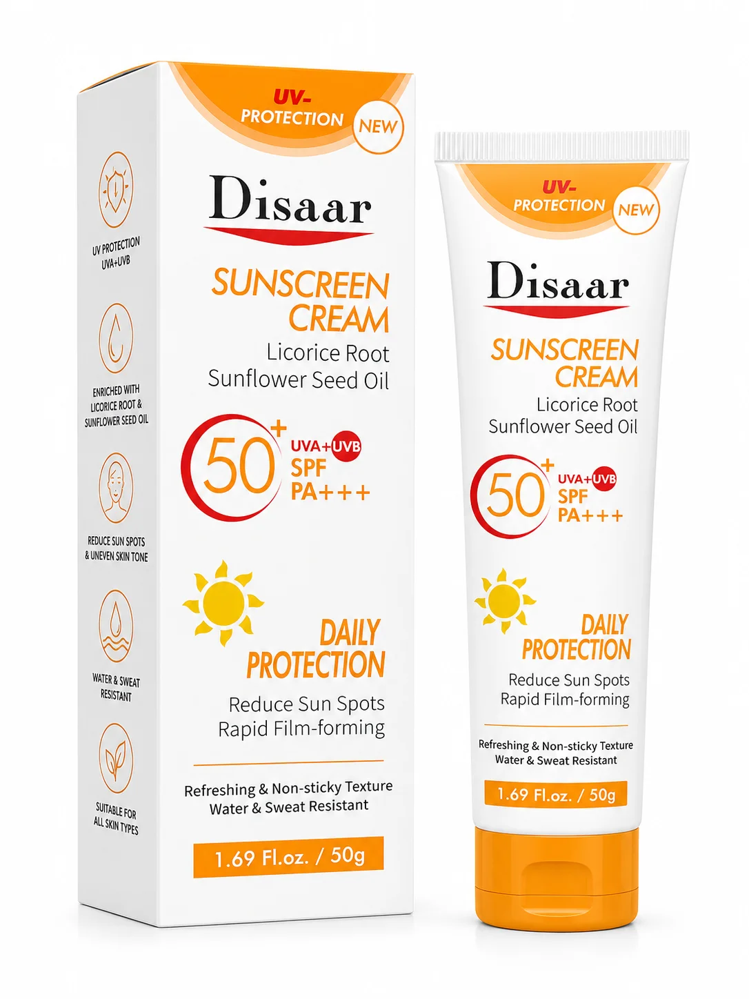 Disaar Sunscreen Cream SPF 50+ PA+++ – Daily UV Protection | 50g