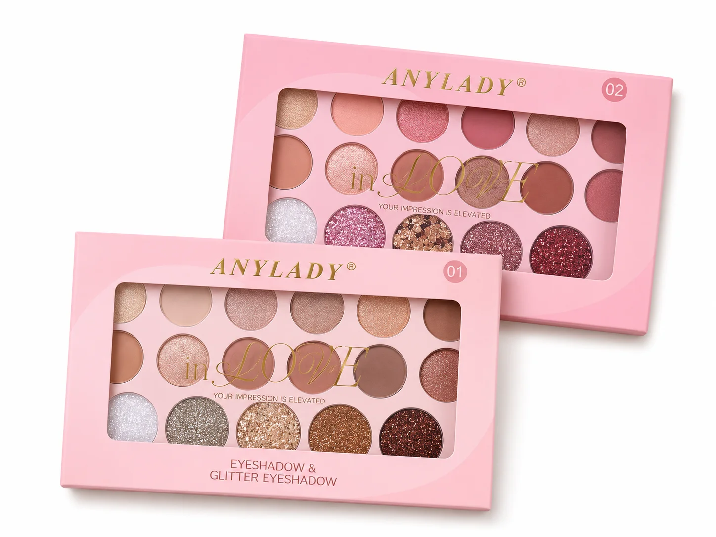 ANYLADY 01/02 In Love Eyeshadow & Glitter Eyeshadow Palette Set