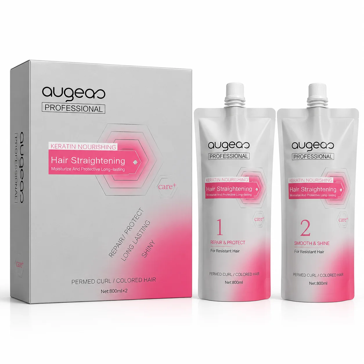 Augeas Professional Keratin Nourishing Hair Straightening Treatment – 800ml × 2