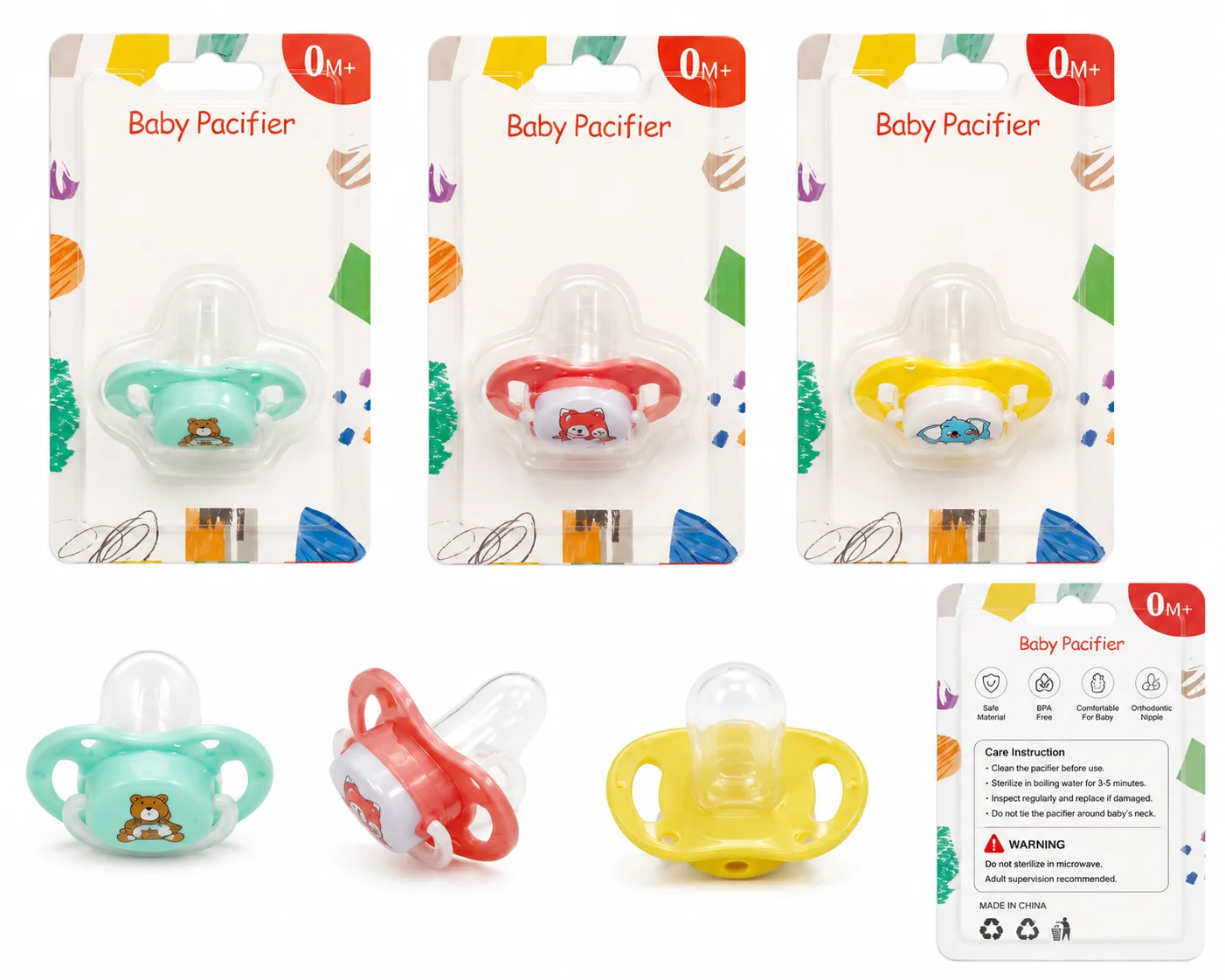 Baby Pacifier 0M+ – Soft Silicone Soother for Newborn Babies | BPA-Free (Random Color)