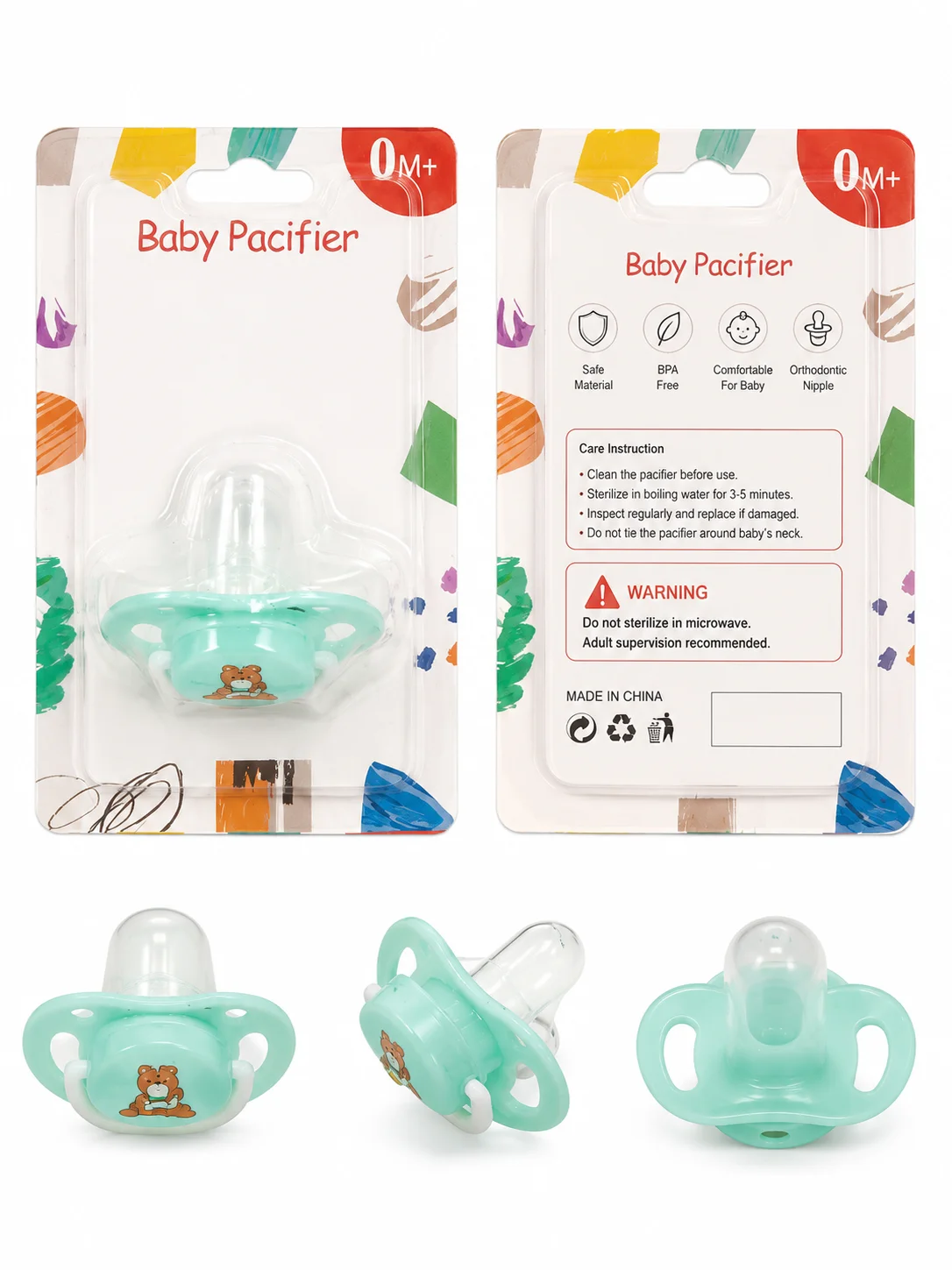 Baby Pacifier 0M+ – Soft Silicone Soother for Newborn Babies | BPA-Free (Random Color)