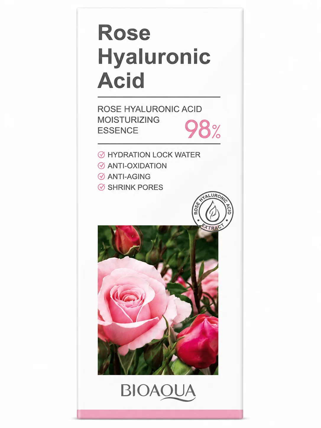 BIOAQUA Rose Hyaluronic Acid Moisturizing Essence – 98%