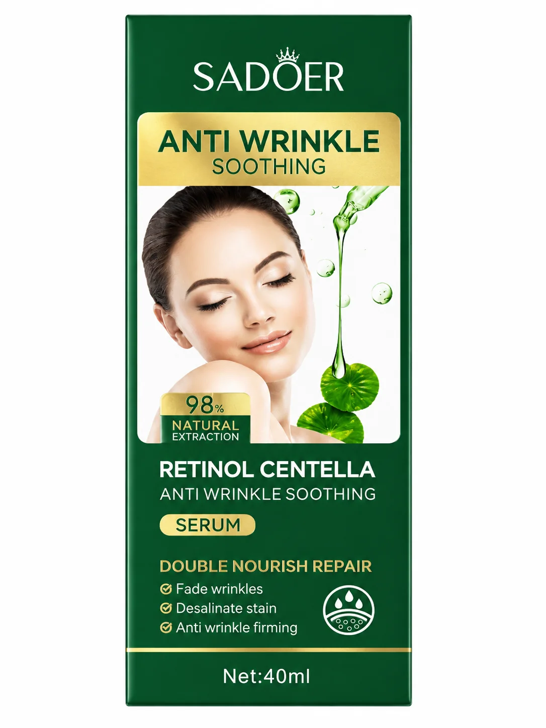 SADOER Retinol Centella Anti-Wrinkle Soothing Serum – Double Nourish Repair 40ml