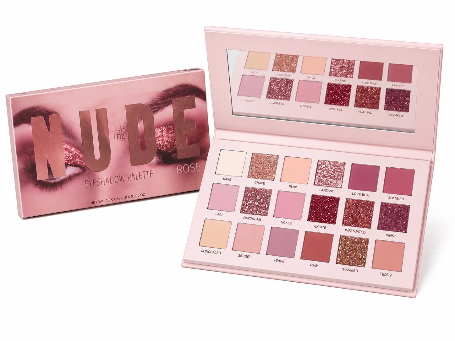 The Nude Rose Eyeshadow Palette – Matte & Glitter Makeup Kit