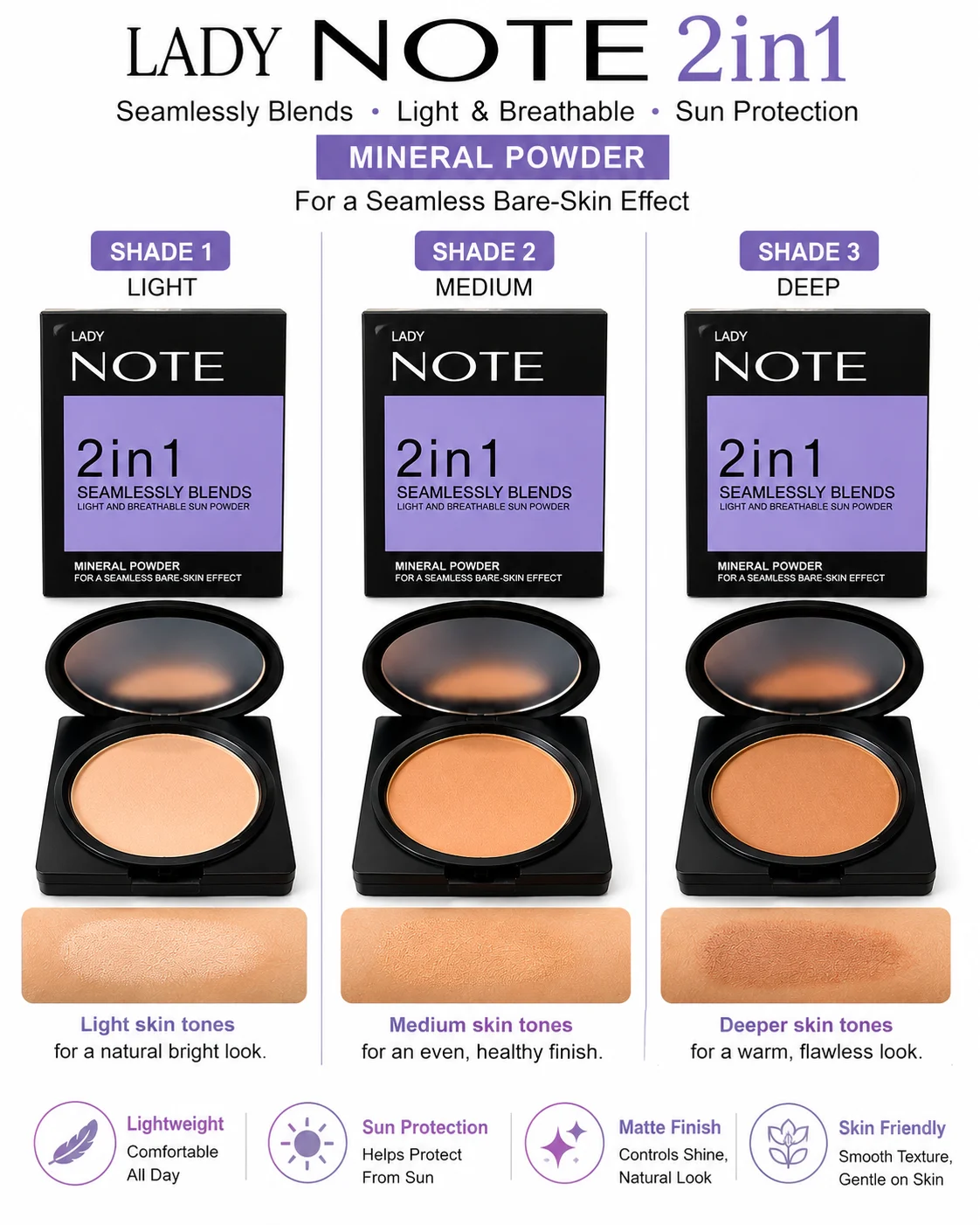 Lady NOTE 2in1 Mineral Powder – Seamless Matte Finish