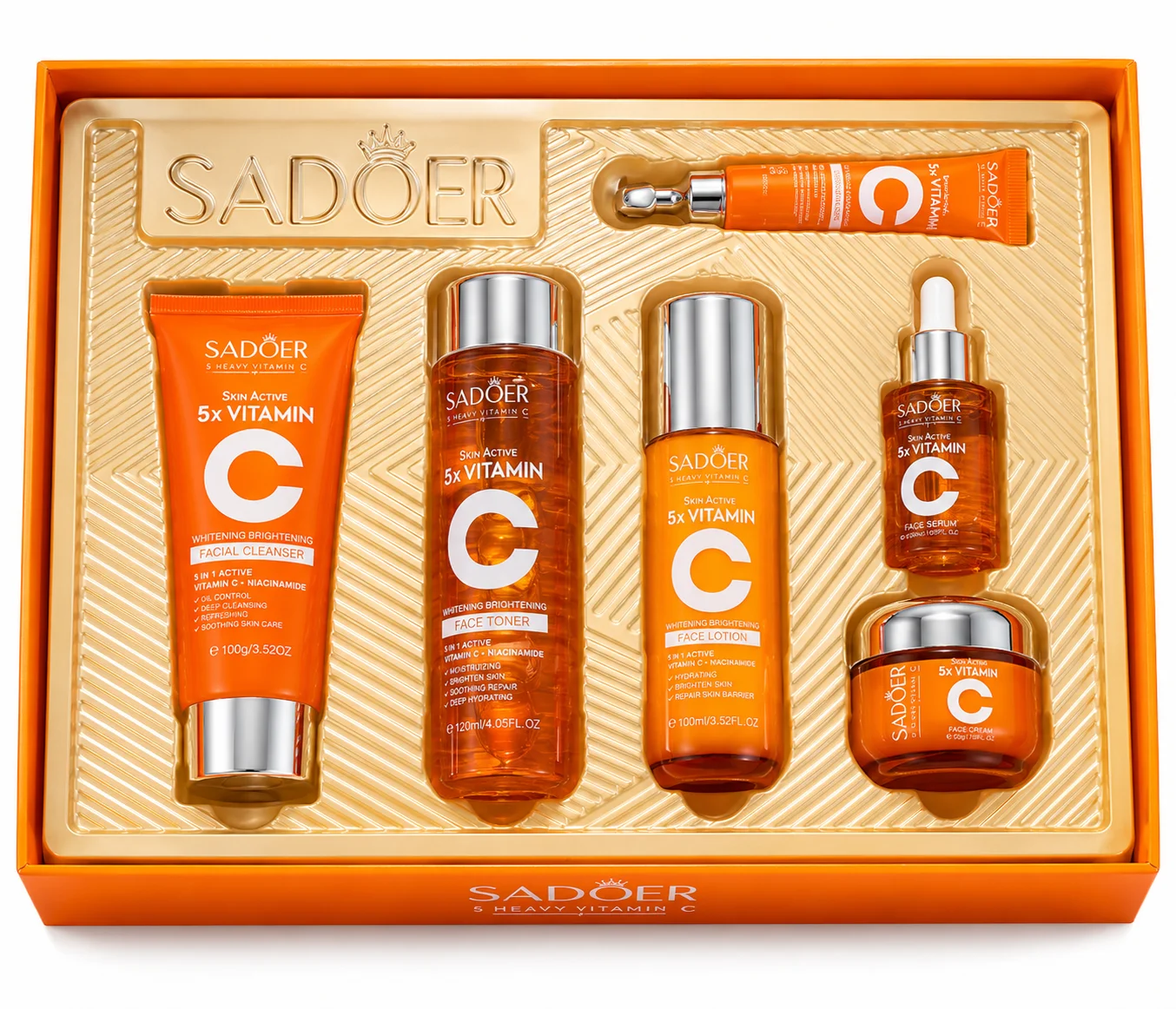 SADOER 5X Vitamin C Whitening & Brightening Skin Gift Box – 6-Piece Skincare Set