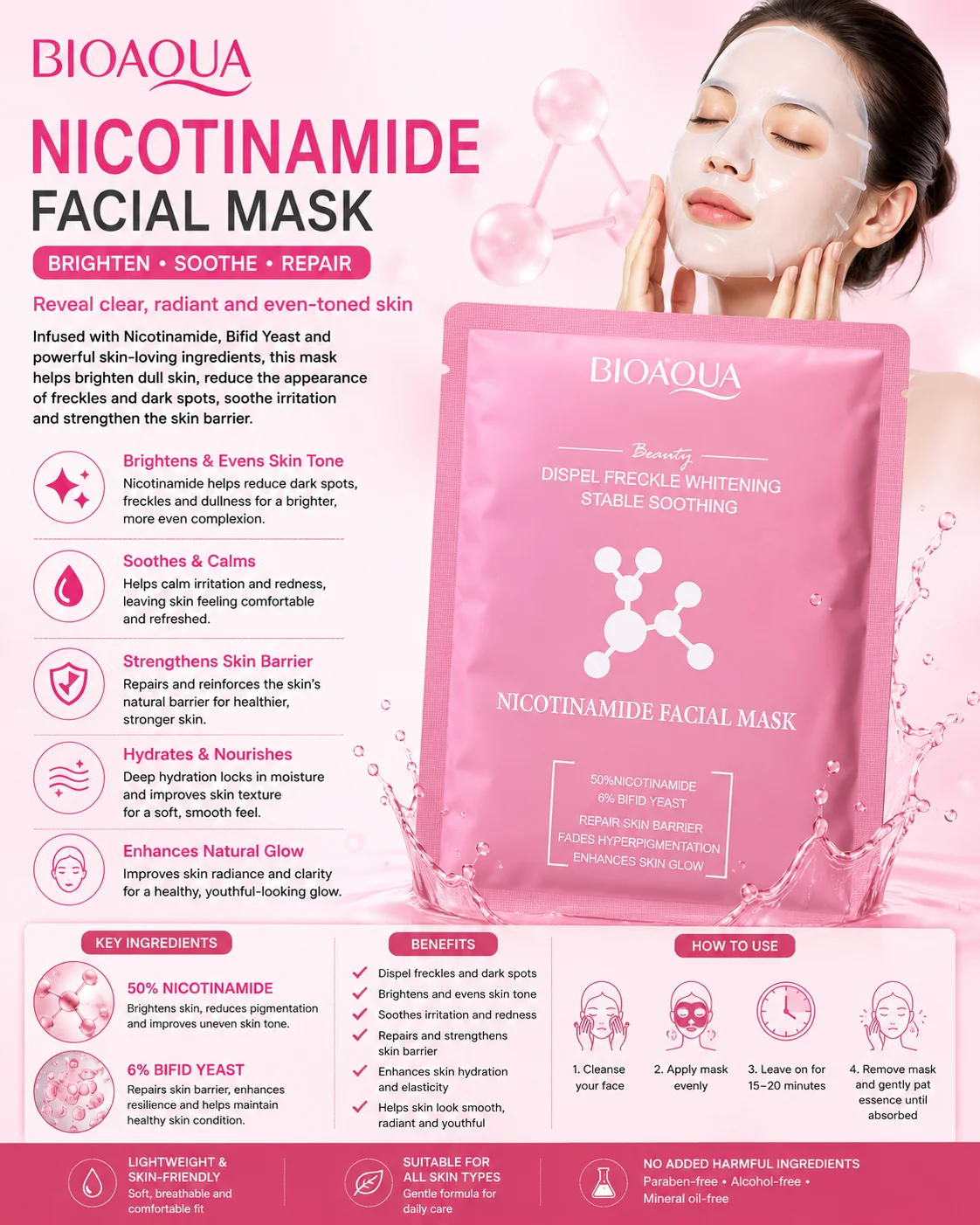 BIOAQUA Nicotinamide Facial Mask