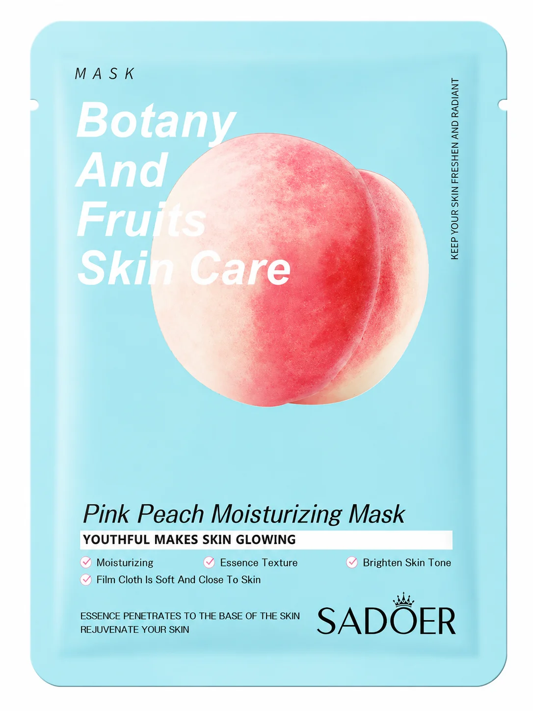 SADOER Pink Peach Moisturizing Sheet Mask – Hydrating & Glow Facial Mask
