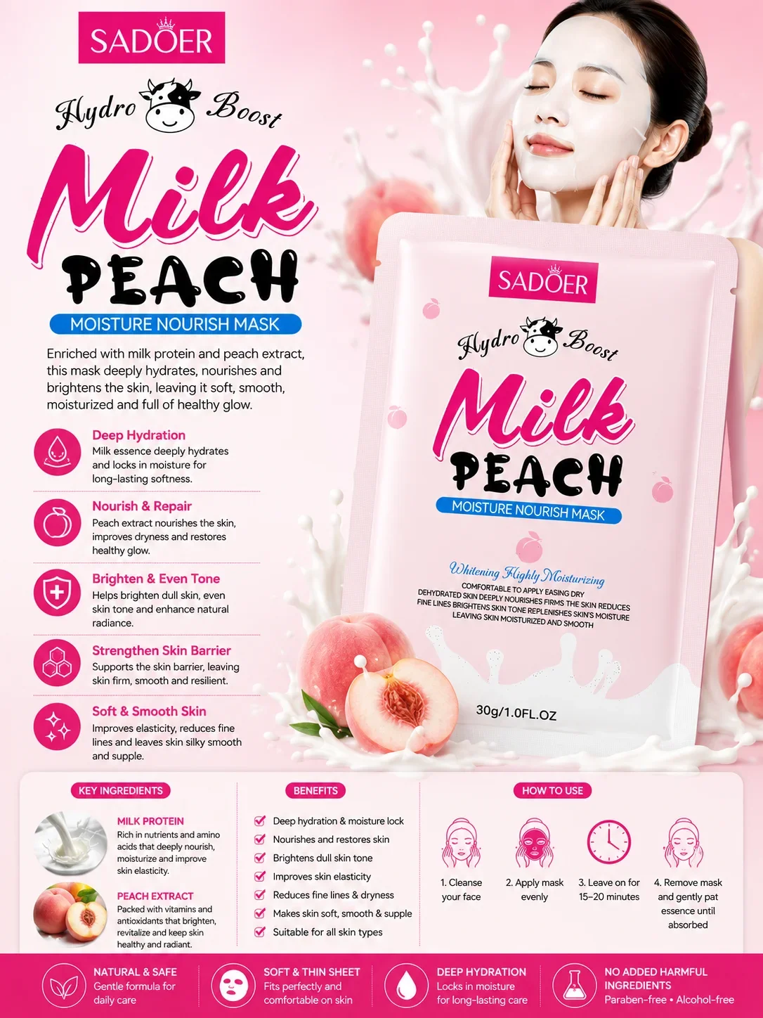 SADOER Milk Peach Moisture Nourish Mask