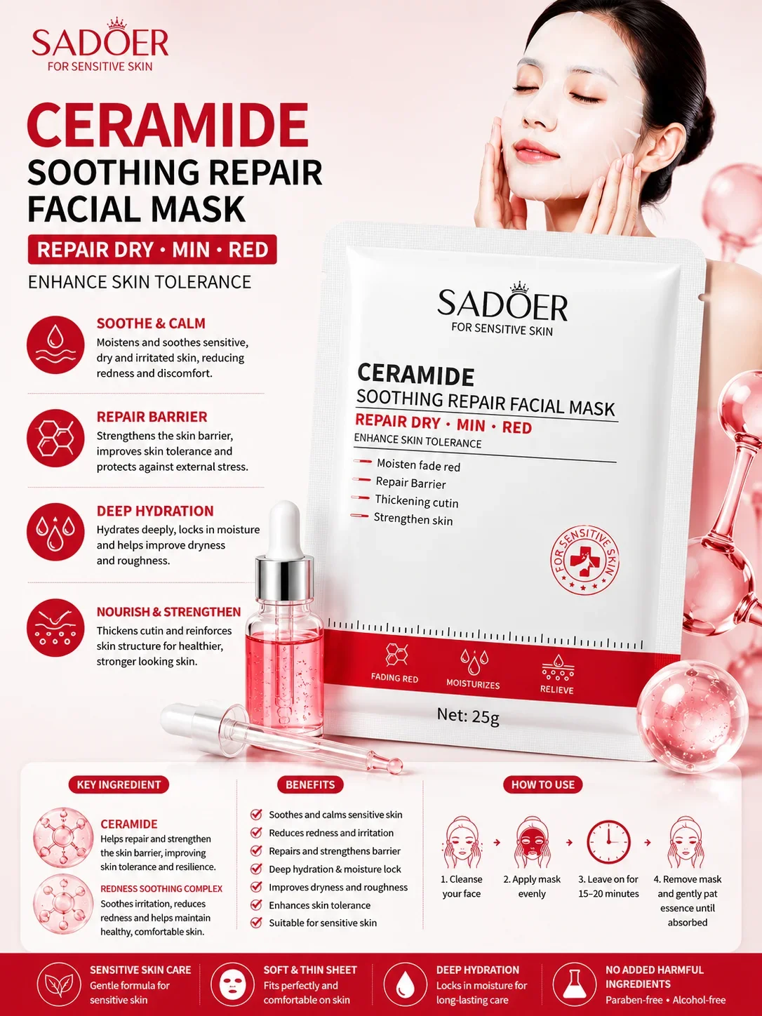 SADOER Ceramide Soothing Repair Facial Mask