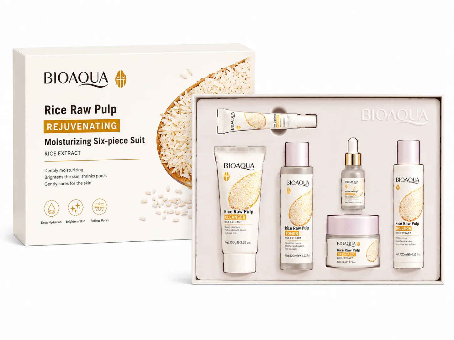 BIOAQUA Rice Raw Pulp Rejuvenating 6-Piece Skincare Set