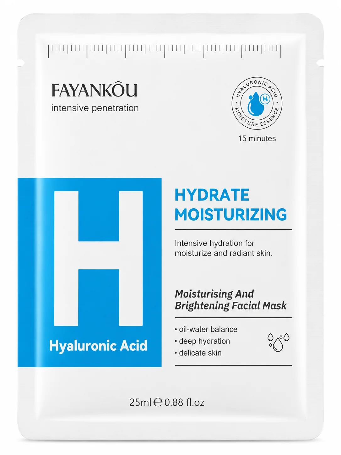 FAYANKOU Hyaluronic Acid Hydrating & Brightening Facial Sheet Mask – 25ml