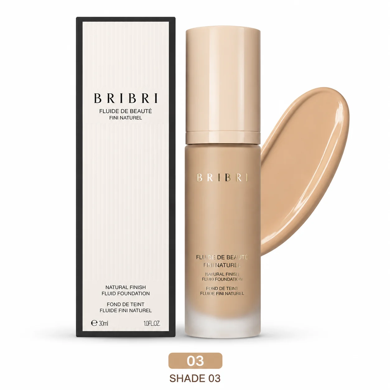 BRIBRI Natural Finish Fluid Foundation – Shade 03 – 30ml