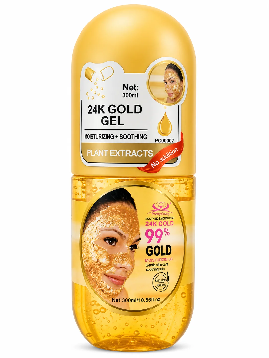 24K Gold Gel Moisturizing & Soothing Skincare – Hydrating Facial & Body Gel (300ml)
