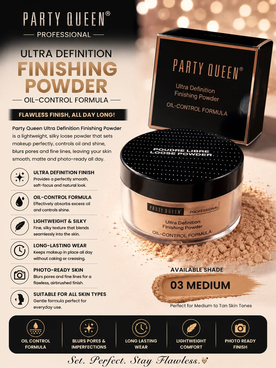 Party Queen Ultra Definition Finishing Powder – Shade 03 Medium
