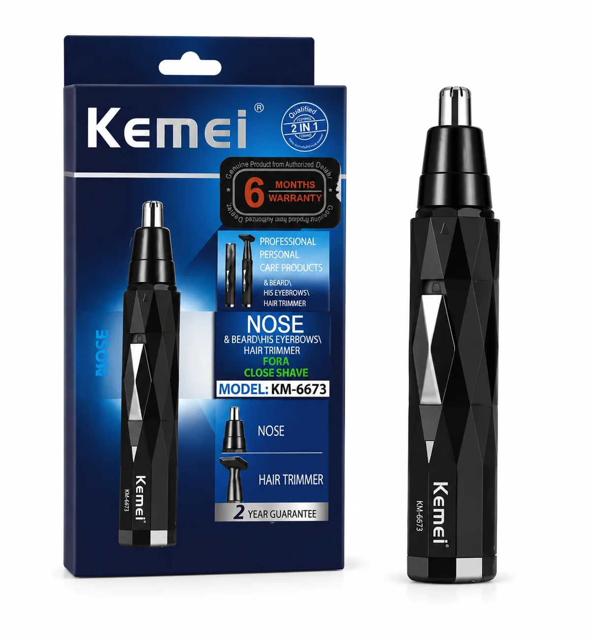 Kemei 2-in-1 Nose & Beard Hair Trimmer - Professional Grooming Tool