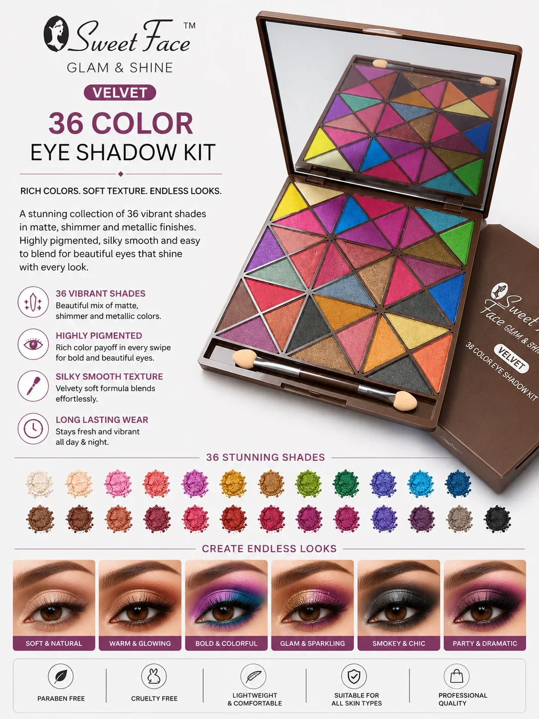 Sweet Face Glam & Shine Velvet Eyeshadow Kit
