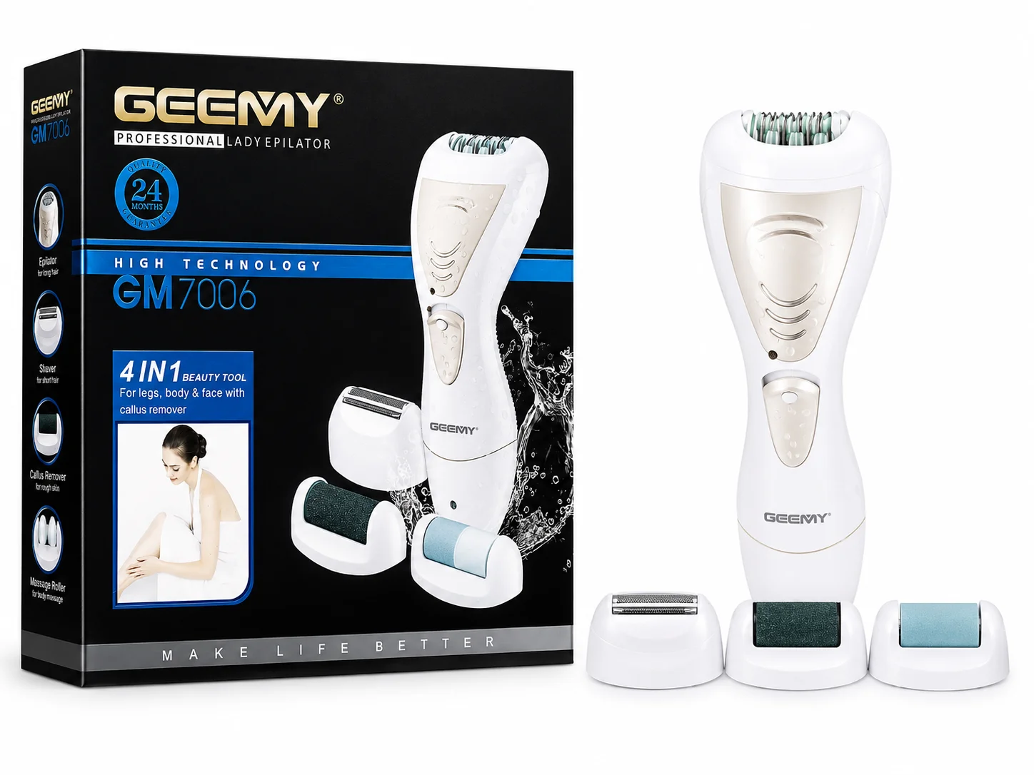 Geemy GM7006 4-in-1 Professional Lady Epilator & Beauty Tool