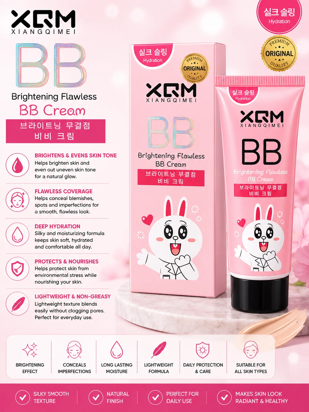 XQM Brightening Flawless BB Cream – Hydration Formula