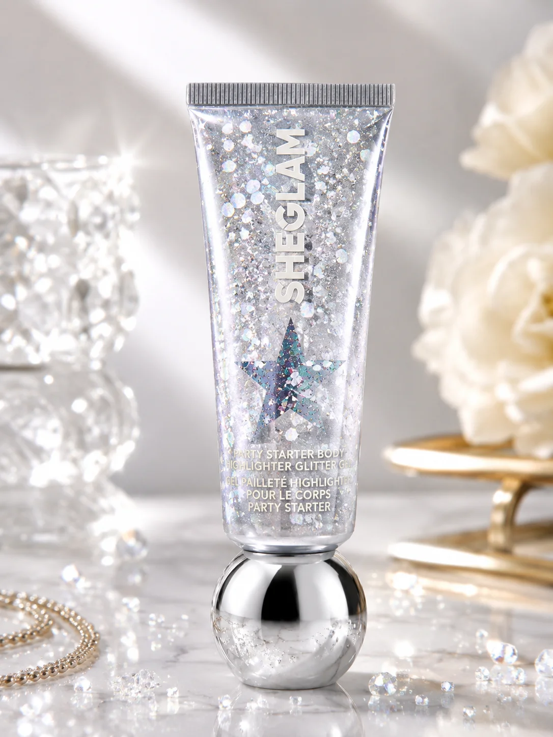 SHEGLAM Party Starter Glitter Gel – Ice Queen White Chunks