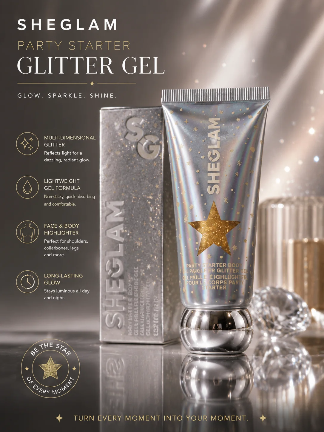 SHEGLAM Party Starter Glitter Gel – Face & Body Highlighter